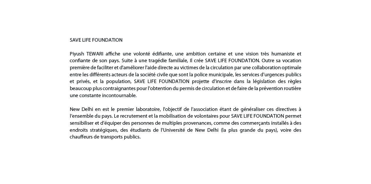 ROLEX AWARDS / SAVE LIFE FOUNDATION
